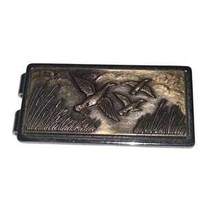 Vintage Anson Ducks Geese Money Clip Brass Inset Hunting Scene